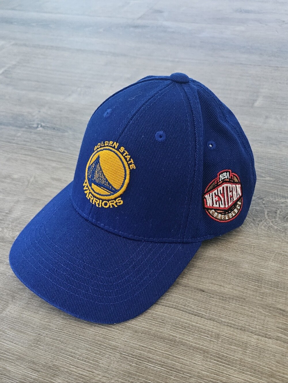 Adidas Golden State Warriors Youth Hat Blue Western Conf NBA Hologram Hook Loop